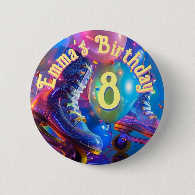 Roller Skate Birthday Party Button (Vorderseite)