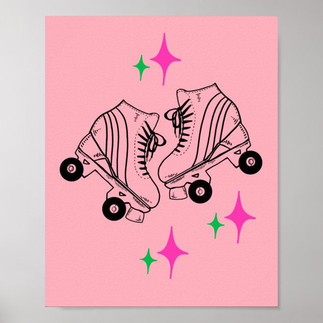 Roller-Skate Derby Skaten Pink Poster (Vorne)