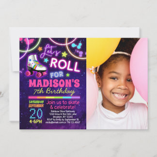 Roller Skate Geburtstagsparty Einladung mit Foto