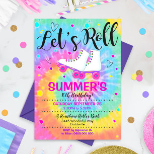 Roller Skate Gefärbte Krawatte Einladung Rollerska