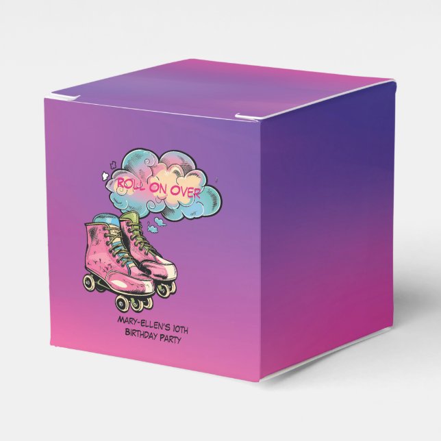 Roller Skate Girl Birthday Party Danke Geschenkschachtel (Vorderseite)