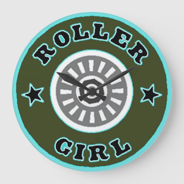 Roller-Skate-Girlandeklemme Große Wanduhr (Vorderseite)