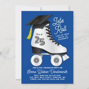 Roller Skate Graduation Party Einladung Blue