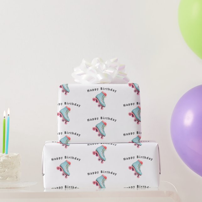 Roller Skate Happy Birthday Geschenkpapier (Partygeschenke)