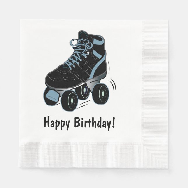 Roller Skate Happy Birthday Serviette (Vorderseite)