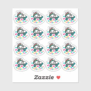 Roller Skate Happy Mail Custom Cut Vinyl Sticker