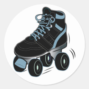 Roller-Skate in Schwarz Runder Aufkleber