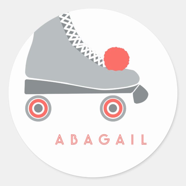 Roller Skate - Korallen Runder Aufkleber (Vorderseite)