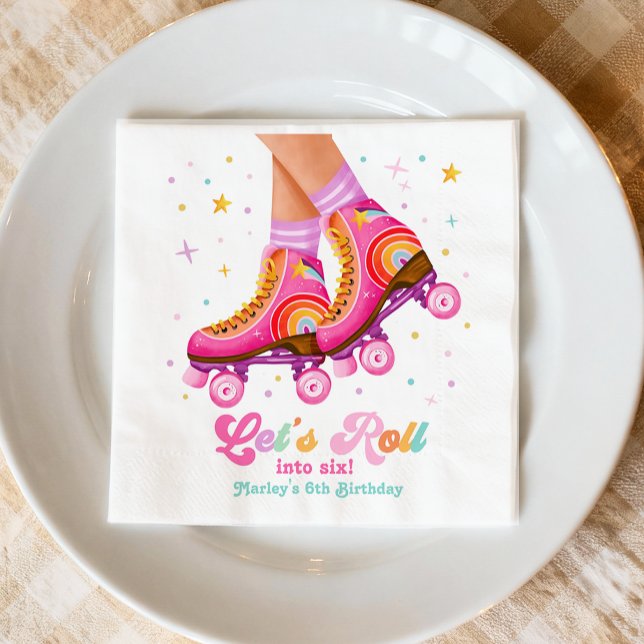 Roller Skate Let's Roll Skating Girl Birthday Serviette (Von Creator hochgeladen)