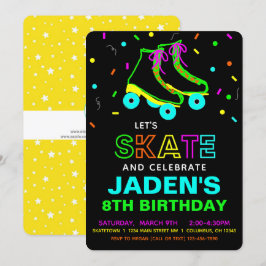 Roller Skate Neon Birthday Party Einladung