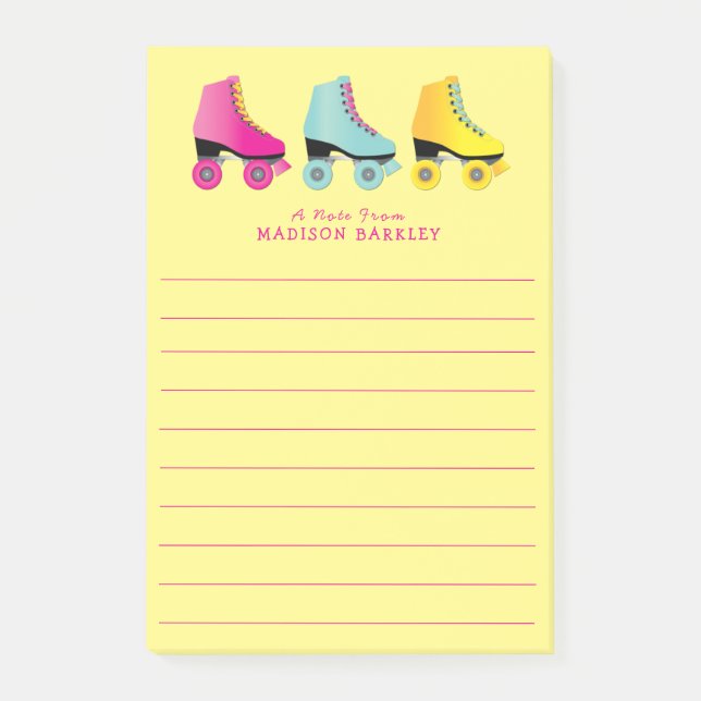 Roller-Skate Niedlich Retro-Skaten Post-it Klebezettel (Vorderseite)
