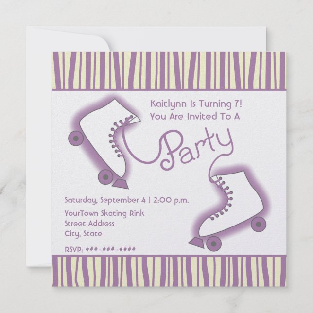 Roller Skate Party Geburtstag Einladung (Vorderseite)