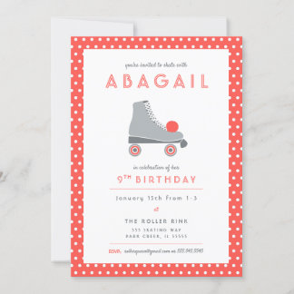 Roller Skate Party - Korallen Einladung