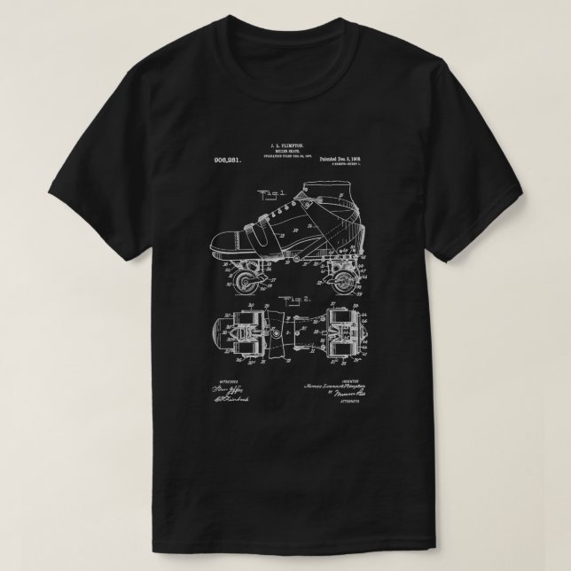 Roller-Skate-Patent Weiß 2 T-Shirt (Design vorne)