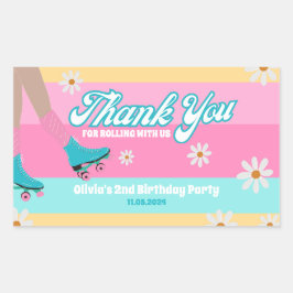 Roller Skate Rainbow Birthday Gefallen-Kästchen Rechteckiger Aufkleber