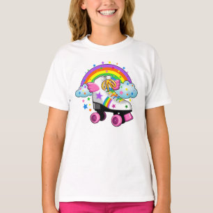 Roller-Skate, Regenbogen, Sternendruck für Mädch T-Shirt