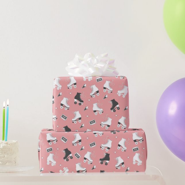 Roller Skate Retro Muster Geschenkpapier (Partygeschenke)