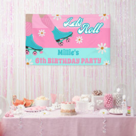 Roller Skate Retro Rainbow Birthday Party Banner