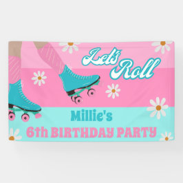 Roller Skate Retro Rainbow Birthday Party Banner