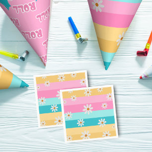 Roller Skate Retro Rainbow Birthday Party Serviette