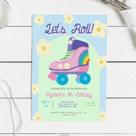 Roller Skate Retro Skaten Girls Geburtstag Einladung