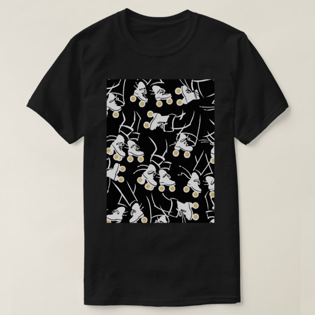 Roller Skate Schwarz-weiß Gold T-Shirt (Design vorne)
