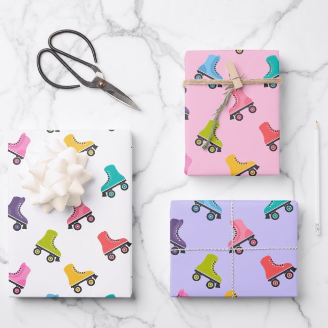 Roller-Skate Skaten Design Geschenkpapier Set (Vorderseite)