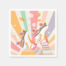 Roller Skate Skaten Retro Groovy Girl Birthday Pa Serviette