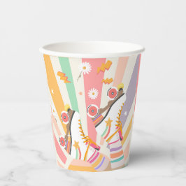 Roller Skate Skaten Retro Groovy Girl Geburtstag Pappbecher