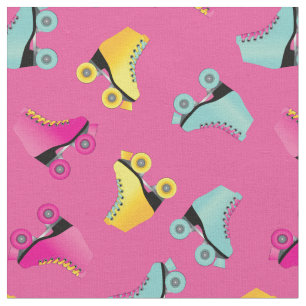 Roller Skate Skaten Rink Retro Rosa Stoff