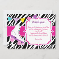Roller Skate Zebra Birthday Danke Karte