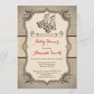 Roller Skaten Baby Dusche Einladung Vintag