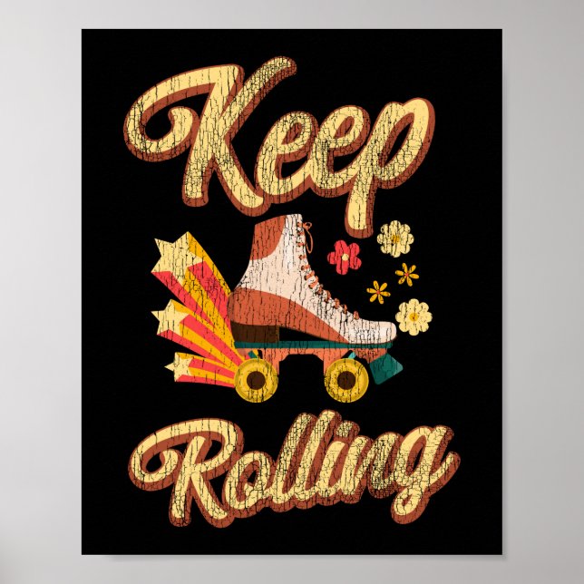 Roller Skaten Behalte Rolling 1970S Retro Vintag Poster (Vorne)