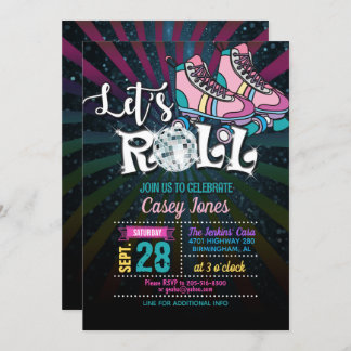 Roller Skaten Birthday Einladung - Mädchen