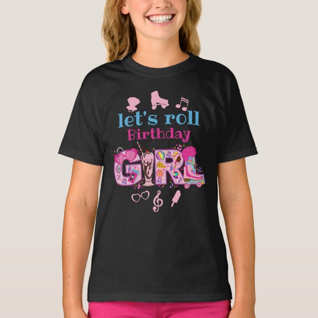 Roller Skaten Birthday Girl T-Shirt (Vorderseite)