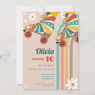 Roller Skaten Birthday Groovy Hippy Einladung