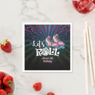 Roller Skaten Birthday Napkin - Custom Serviette