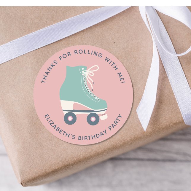 Roller Skaten Birthday Party Danke Runder Aufkleber (Von Creator hochgeladen)