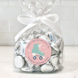 Roller Skaten Birthday Party Danke Runder Aufkleber