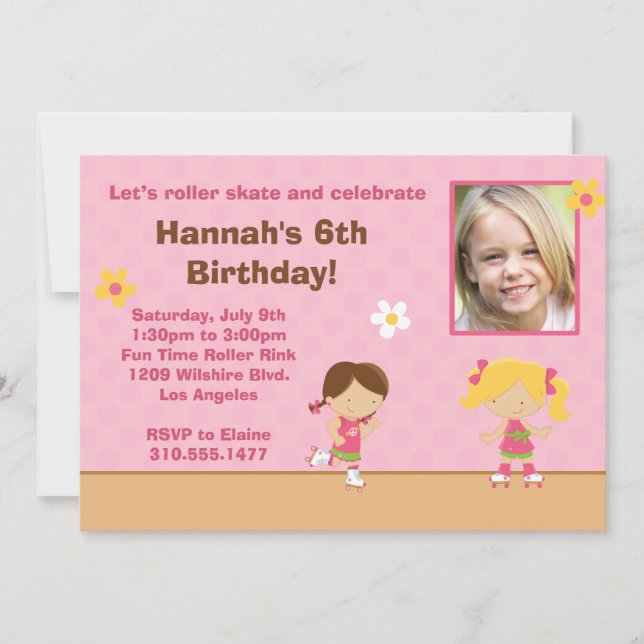 Roller Skaten Birthday Party Einladung (Vorderseite)