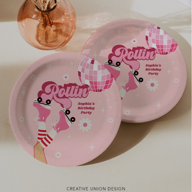 Roller Skaten Birthday Party Round Paper Teller (Von Creator hochgeladen)