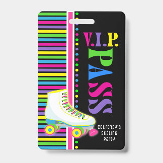 Roller Skaten Birthday Party VIP Pass Glow Party Ausweis