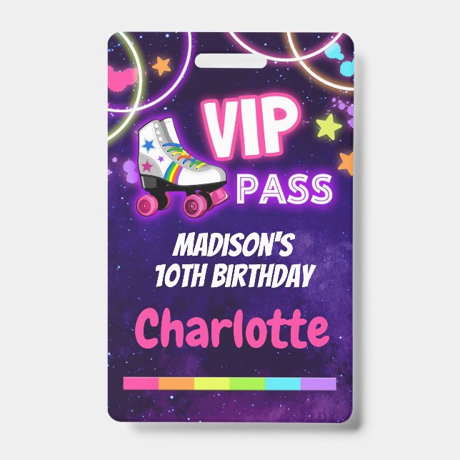 Roller Skaten Birthday VIP Pass Lanyard Ausweis (Vorderseite)