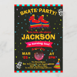 Roller Skaten Chalkboard Confetti Geburtstagsparty Einladung