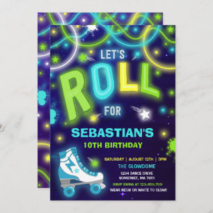 Roller Skaten Einladung Neon Glow Skaten Party