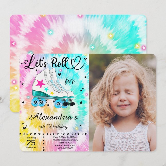 Roller Skaten Foto Einladung (Vorne/Hinten)