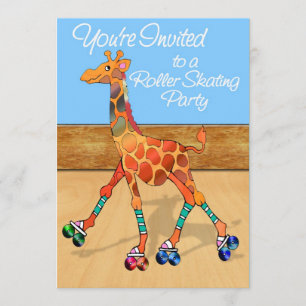 Roller Skaten Giraffe im Rink Party Einladung