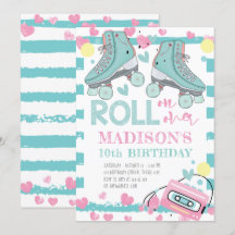 Roller Skaten Girl Geburtstag Pastel Blue Pink