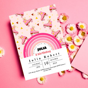 Roller Skaten Girls Birthday rosa lila Einladung