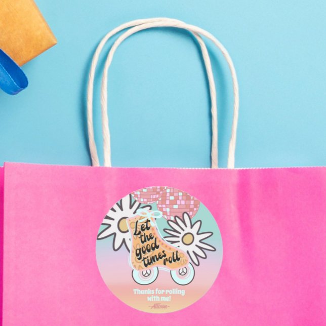 Roller Skaten Girls Geburtstag Runder Aufkleber (Von Creator hochgeladen)